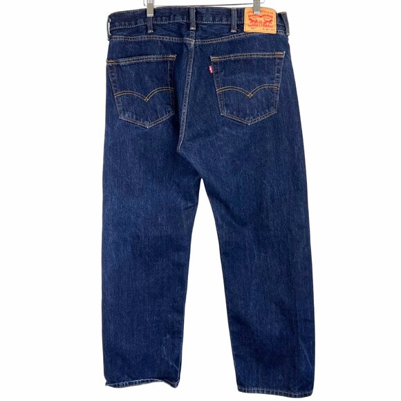 Levis 505 Mens Straight Leg Jeans W38 L30 Dark Blue Denim VGUC *See Description - Picture 2 of 16